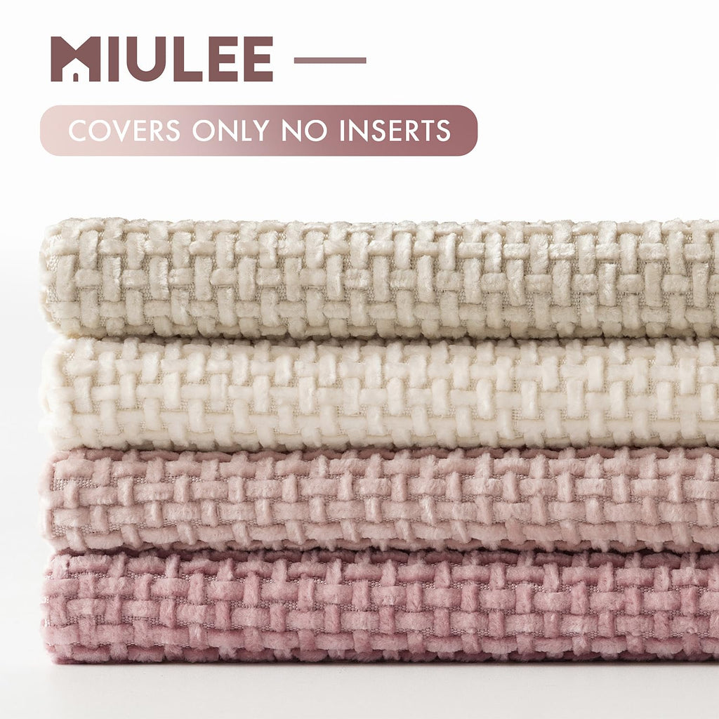 Soft Decorative Chenille Pillow Covers Light Pink 20x20 Pack of 4