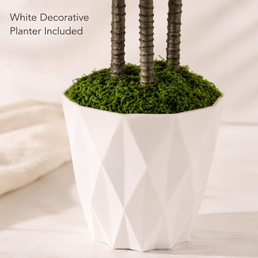 4FT Artificial Dracaena Tree with White Pot, Tall Fake Plants Indoor
