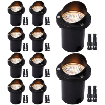 LED Low Voltage Landscape Light,12-24V AC/DC Shielded In-Ground Light IP67 Waterproof 3000K Paver Well for Pathway