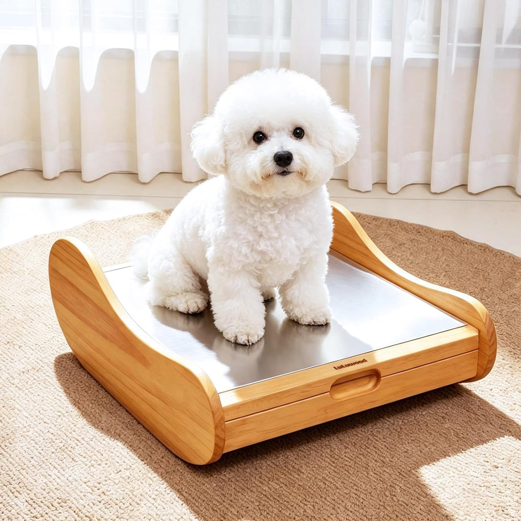 Elevated 3-in-1 Wood Dog Bed for Cats and Dogs Up to 33 lbs, All-Season