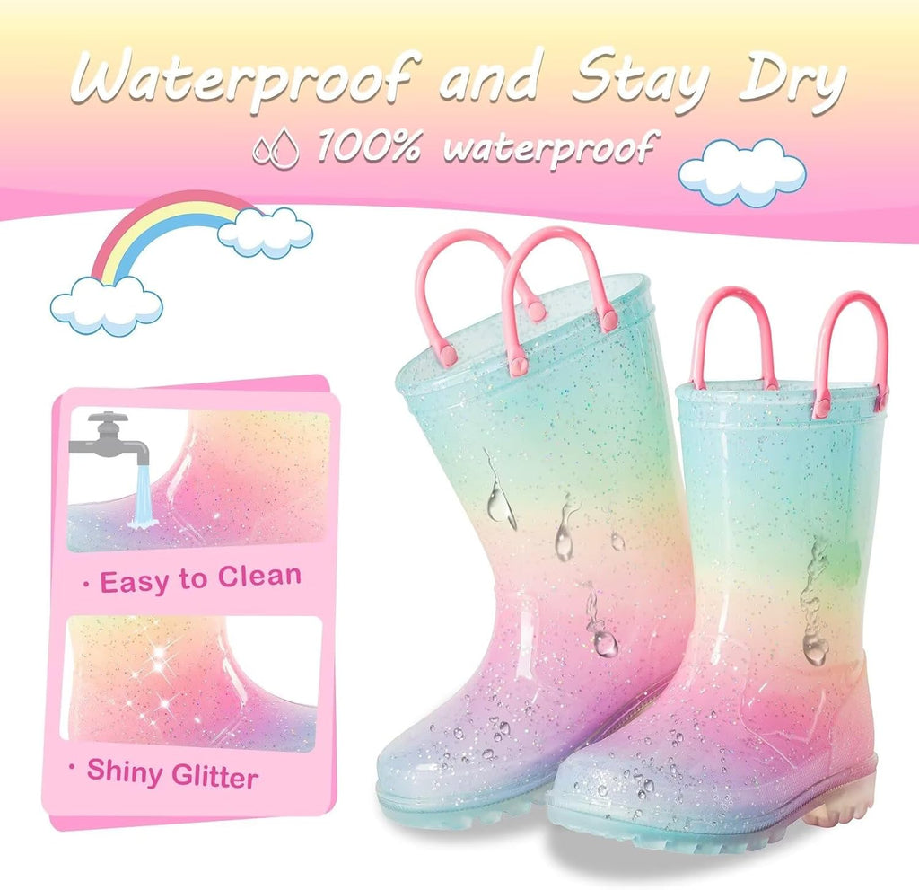 Kids Toddler Light Up Rain Boots for Boys & Girls