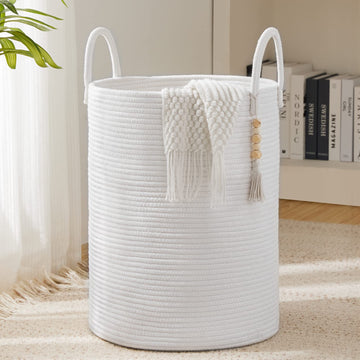 72L Tall Cotton Rope Laundry Hamper Basket