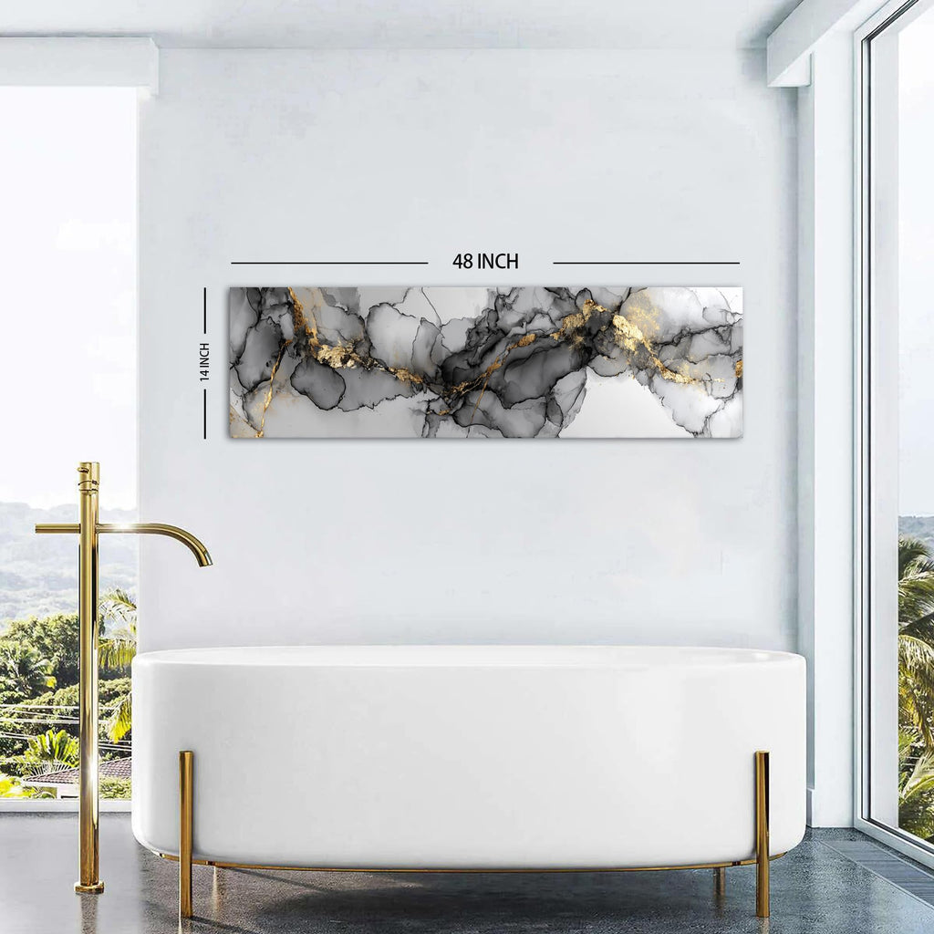 Abstract Black and Gold Wall Art Marble Wall Decor Minimalist Marble Ink Texture Canvas Prints Watercolor Fluid Line