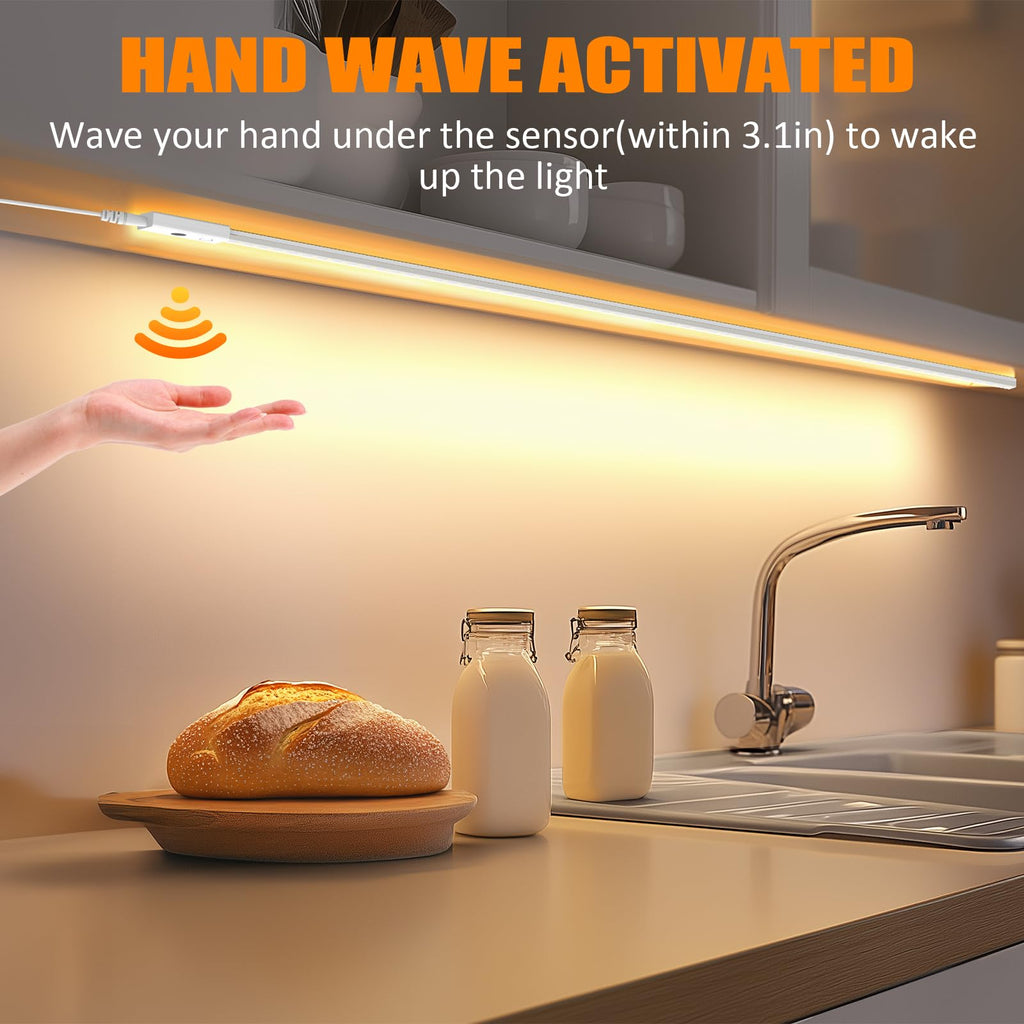 80in Smart Under Cabinet Lights, Handwave Sensor Under Counter Lights, 2700K-6500K 1090lm Stick-on Closet Light