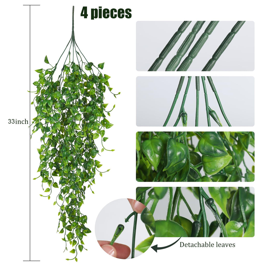 Artificial Hanging Plants 4PC 33in UV Resistant Eucalyptus Greenery