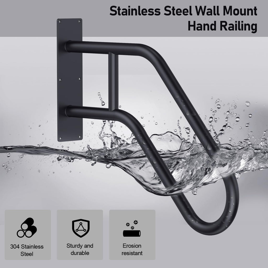 Handrails for Outdoor Steps, 22.8" Stair Railing Indoor1-3 Step, U-Shaped Safety Handrails for Kids, Elderly