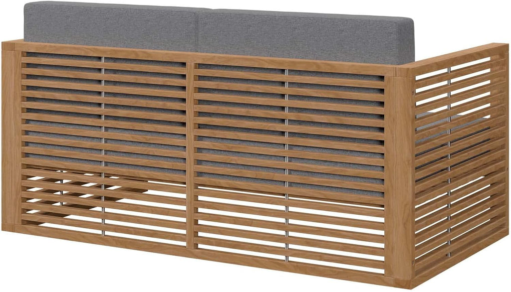 Carlsbad Outdoor Patio Teak Wood Loveseat in Natural Gray