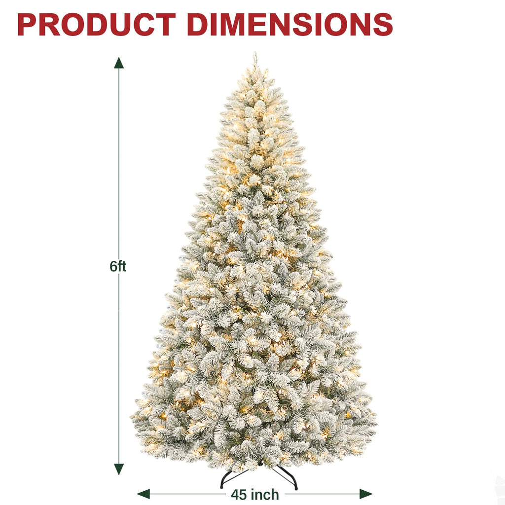 6 ft Prelit Flocked Christmas Tree with Warm White LEDs