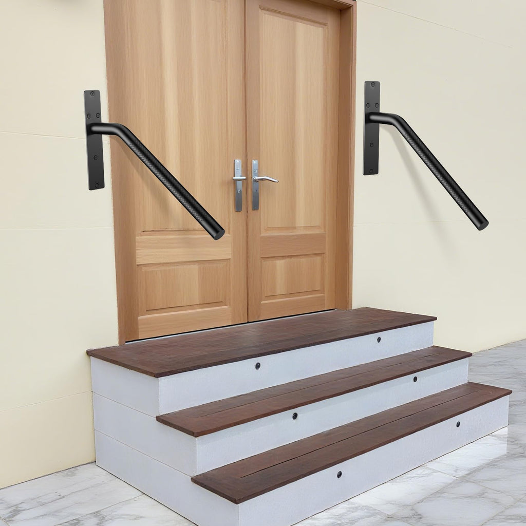 16 Inch Stair Handrails for 1-3 Steps, Black Safety Rails
