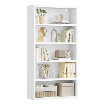 5-Tier Bookshelf, Minimalist Bookcase with Adjustable Shelves