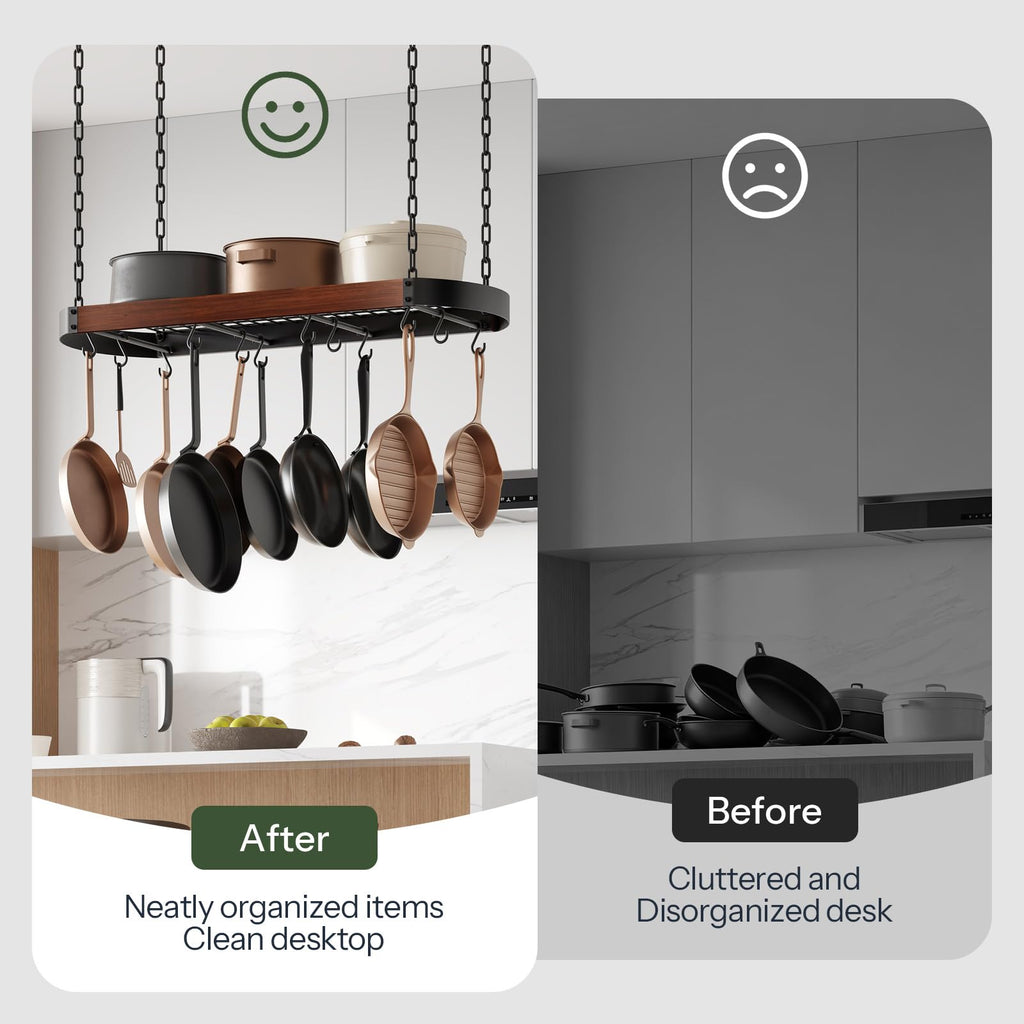 32'' Hanging Pot Rack, Ceiling Pan Hanger, Pot Holder