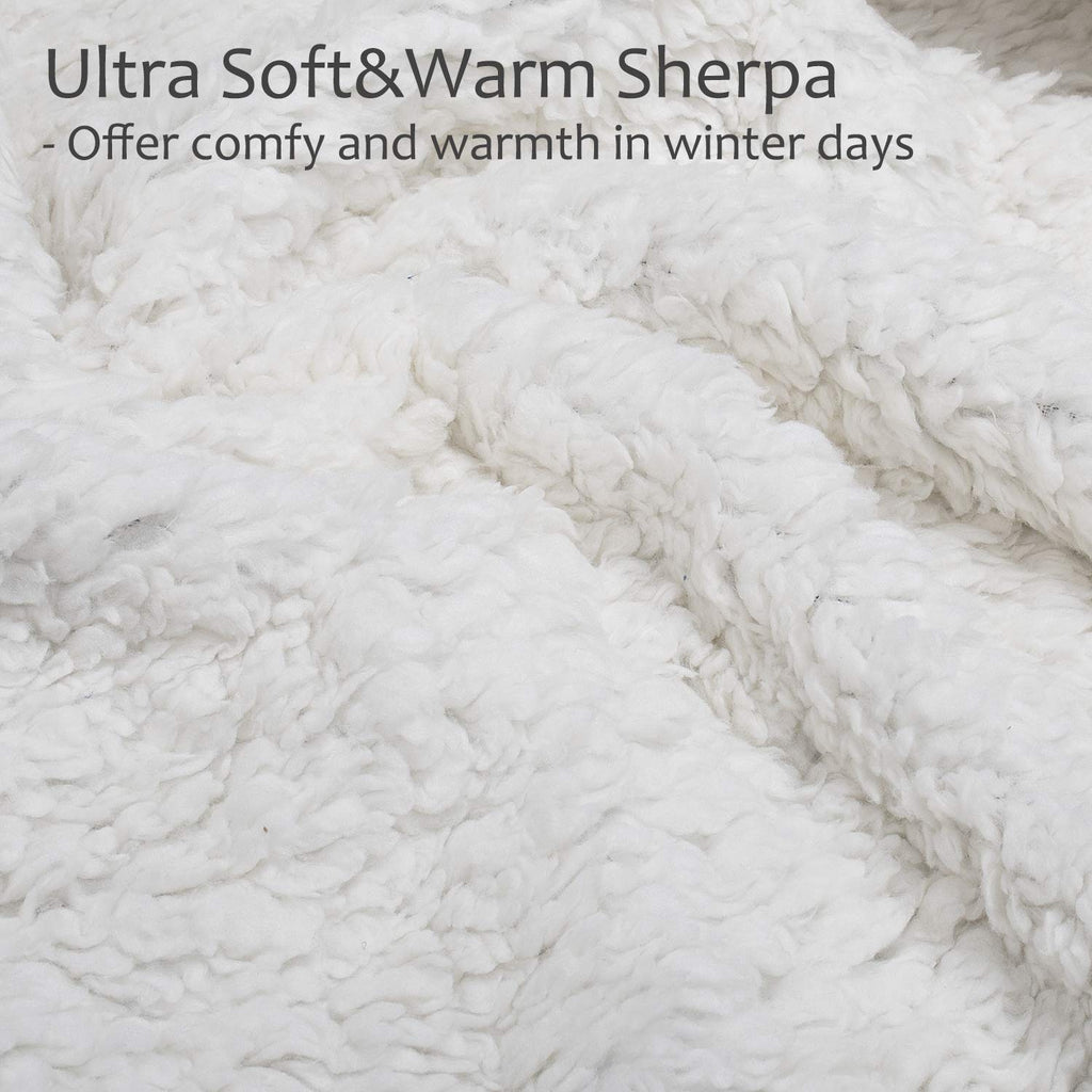 Beige Buffalo Plaid Decorative Throw TV Sherpa Blanket 50" x 60"