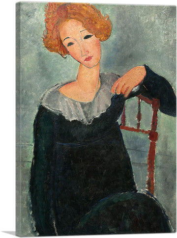 Woman with Red Hair 1917 Canvas Art Print Stretched Framed Painting Picture Poster Giclee Wall Decor by Amedeo
