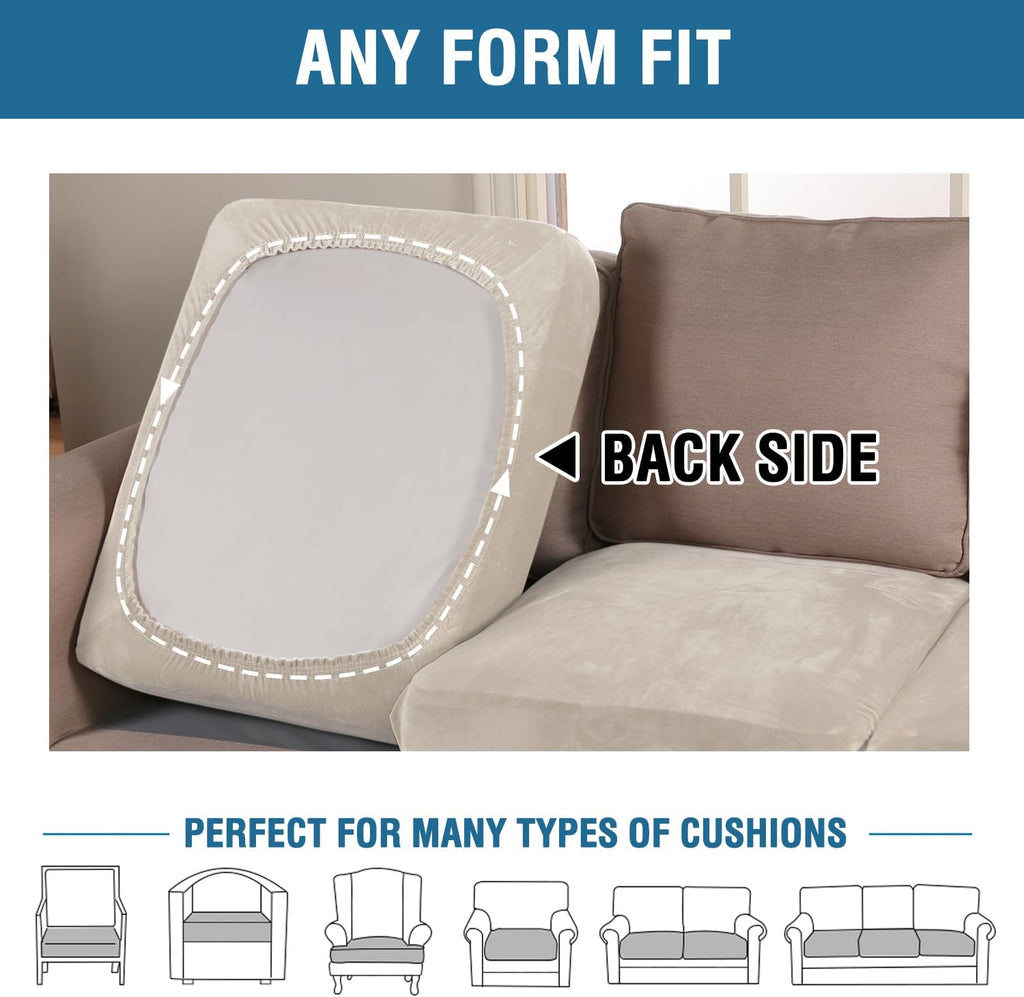 Velvet Stretch Couch Cushion Cover Plush Cushion Slipcover for Chair Loveseat Sofa Cushion Furniture Protector Seat