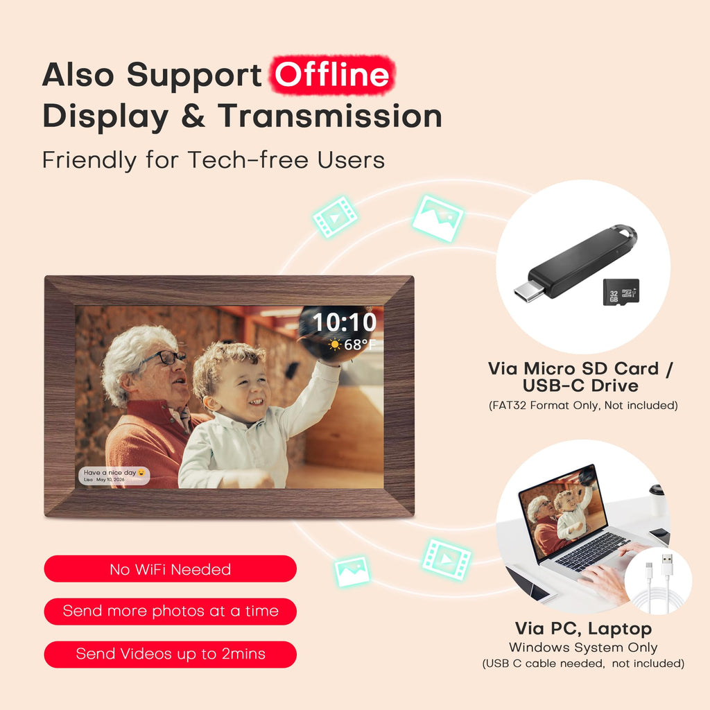Frameo Digital Picture Frame, 10.1'' WiFi Electronic Photo Frame, Gift Idea