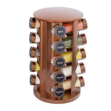 Revolving Spice Rack Set with 20 Spice Jars, Kitchen Spice Tower Organizer for Countertop or Cabinet - Carousel