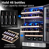 24 inch Wine Cooler, 37 Bottle - Dual Zone Built-in or Freestanding Fridge with 
