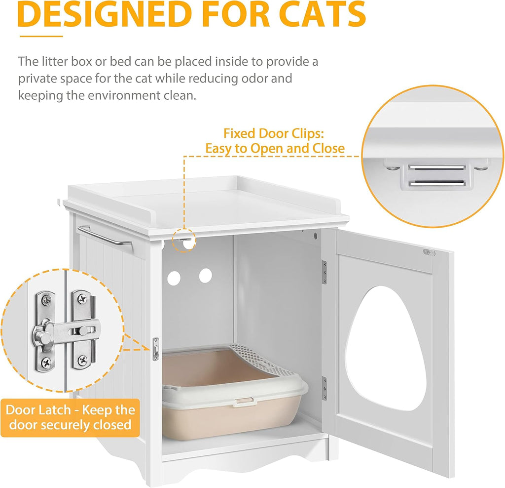 Cat Litter Box Enclosure, Hidden Litter Box Furniture with Multiple Air Vents, Wooden Storage Cabinet