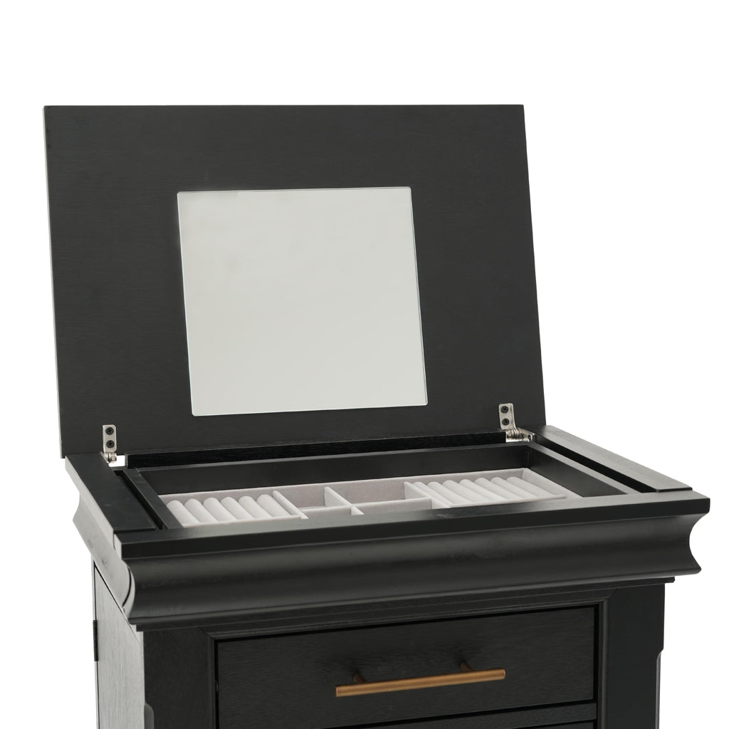 Jewelry Armoire Jewelry Organizers with Flip-Top Mirror (Black)