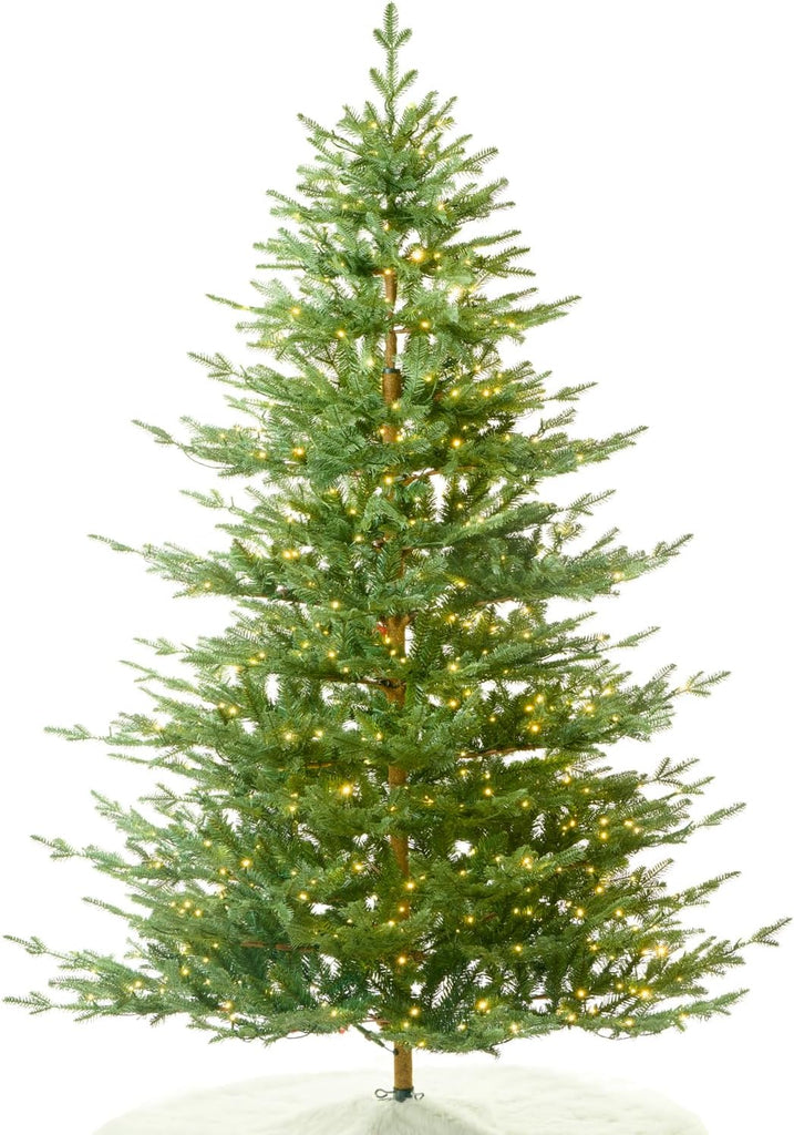 Pre-lit Christmas Tree 7.5ft Aspen Fir, 750 Warm White & Multi-Color LED Lights, Hinged Holiday Xmas Artificial Tree