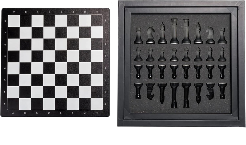 Lumina Monochrome Black and White Chess Set, Anti-Broken Resin Weighted Chess Pieces with 11" Walnut Wooden Chess