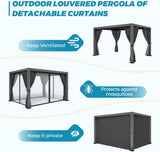 Outdoor Louvered Pergola 10' x 13', Aluminum Pergola with Ad - Image 5