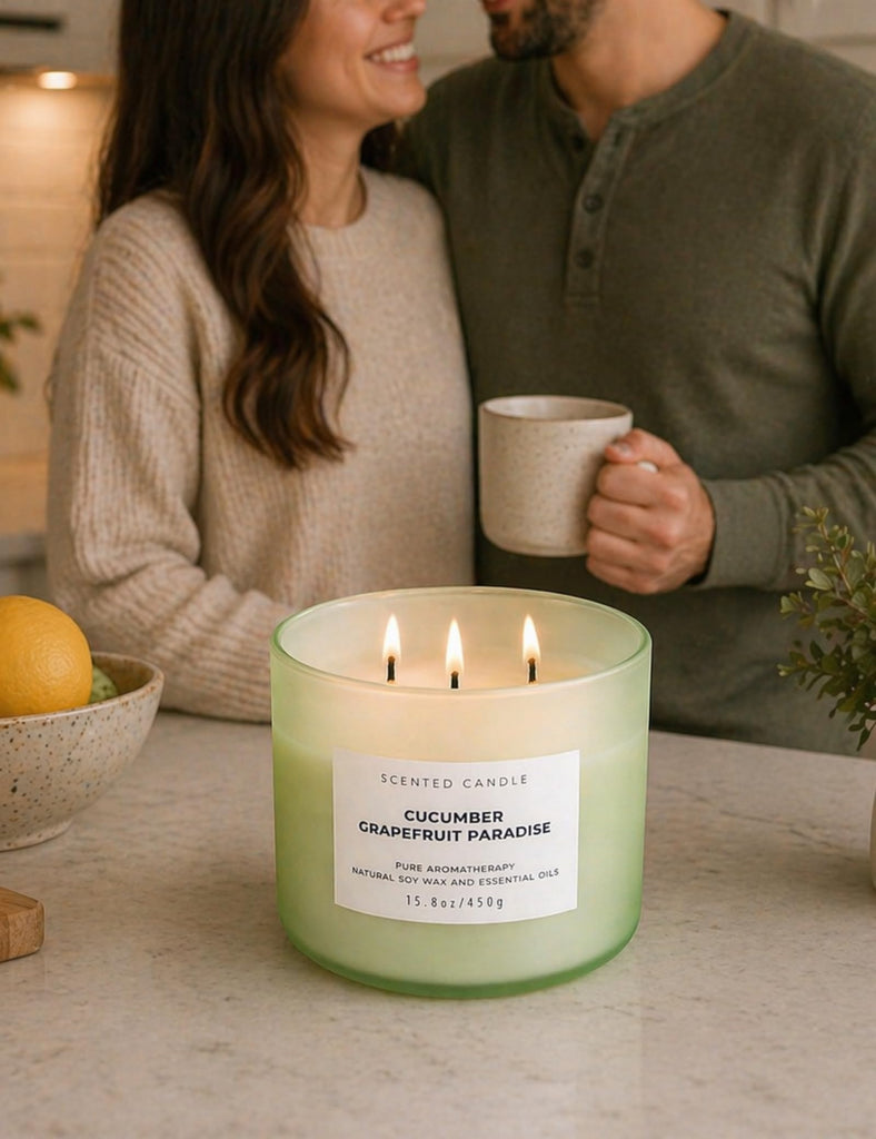 Cucumber Grapefruit Melon 3-Wick Soy Summer Scented Candle 15.8oz