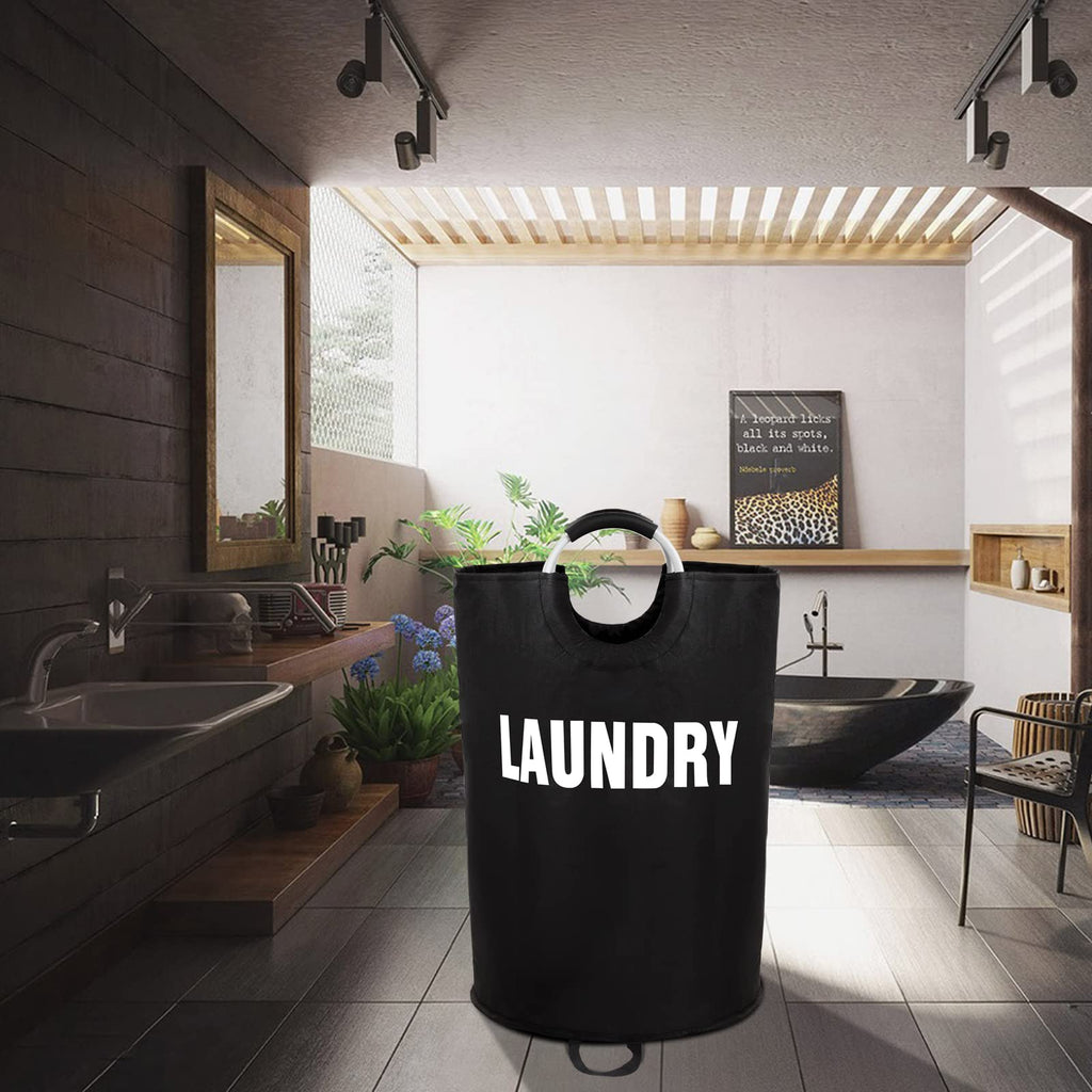 160L XX-Large Laundry Basket Bag, Collapsible Tall Hamper, Black