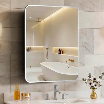 24x30 Inch Bathroom Medicine Cabinet with Mirror Metal Framed Recessed or Wall Mounted Mirror Medicine Cabinets
