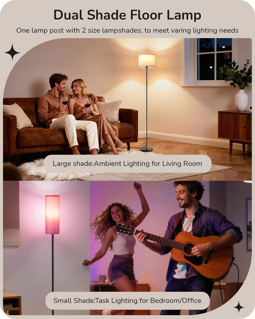 2 Lampshades Modern Floor Lamps Pink