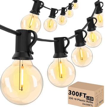 300 FT Outdoor String Lights for Outside Patio 156 Bulbs Waterproof