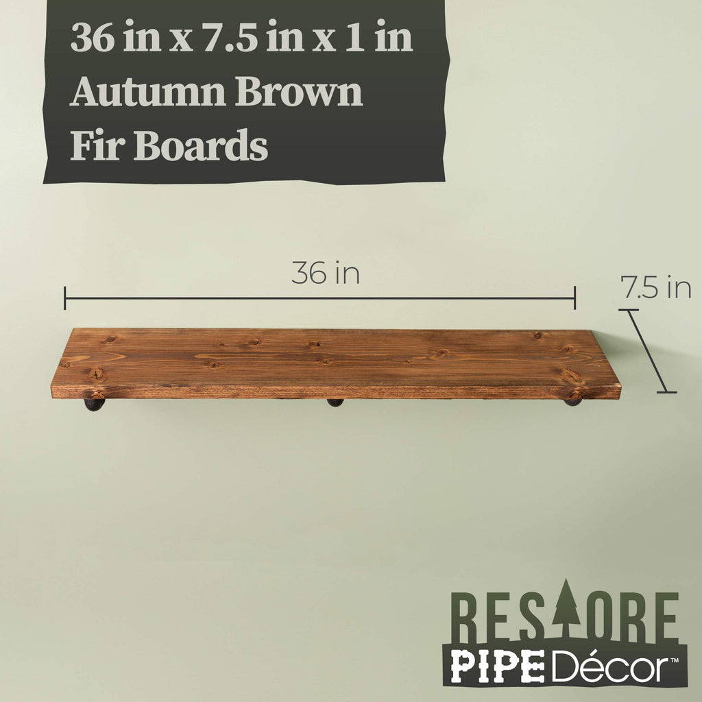 Industrial Pipe Wooden Shelves Restore by Premium Douglas Fir Wood Shelving 36 Inch Length Set of 2 Boards and 6 L