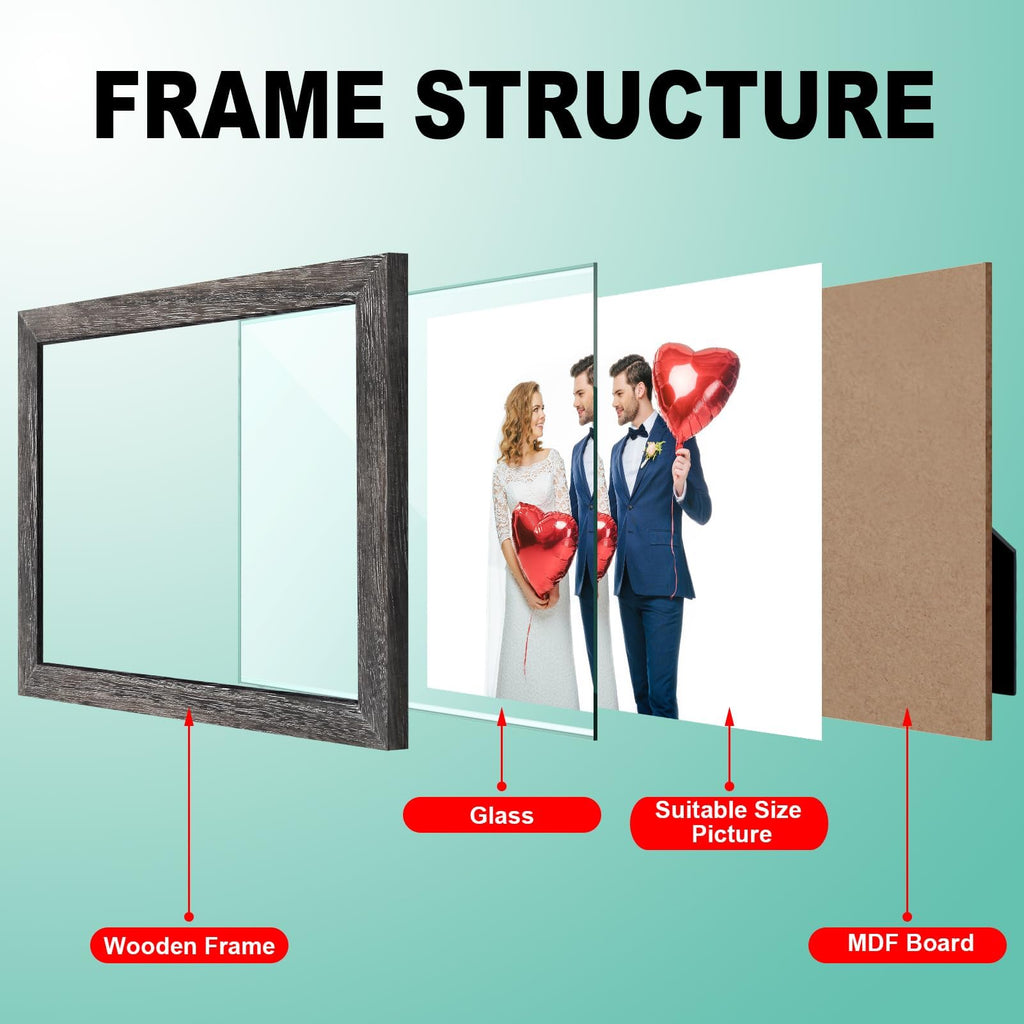 11x14 Solid Wood Picture Frame with Real Glass Cover Driftwood Finish