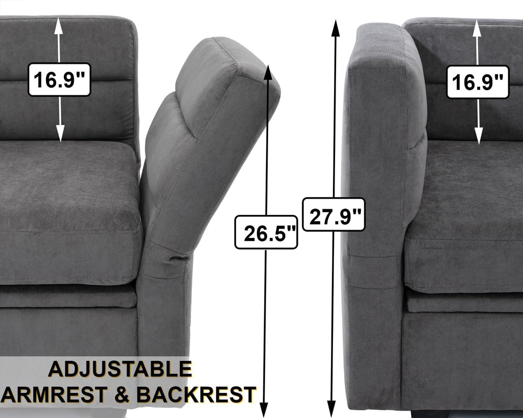 Loveseat with Storage Seats Modular Sectional Small Couch for Small Spaces with Reclining Arms and Backs 2 Seater