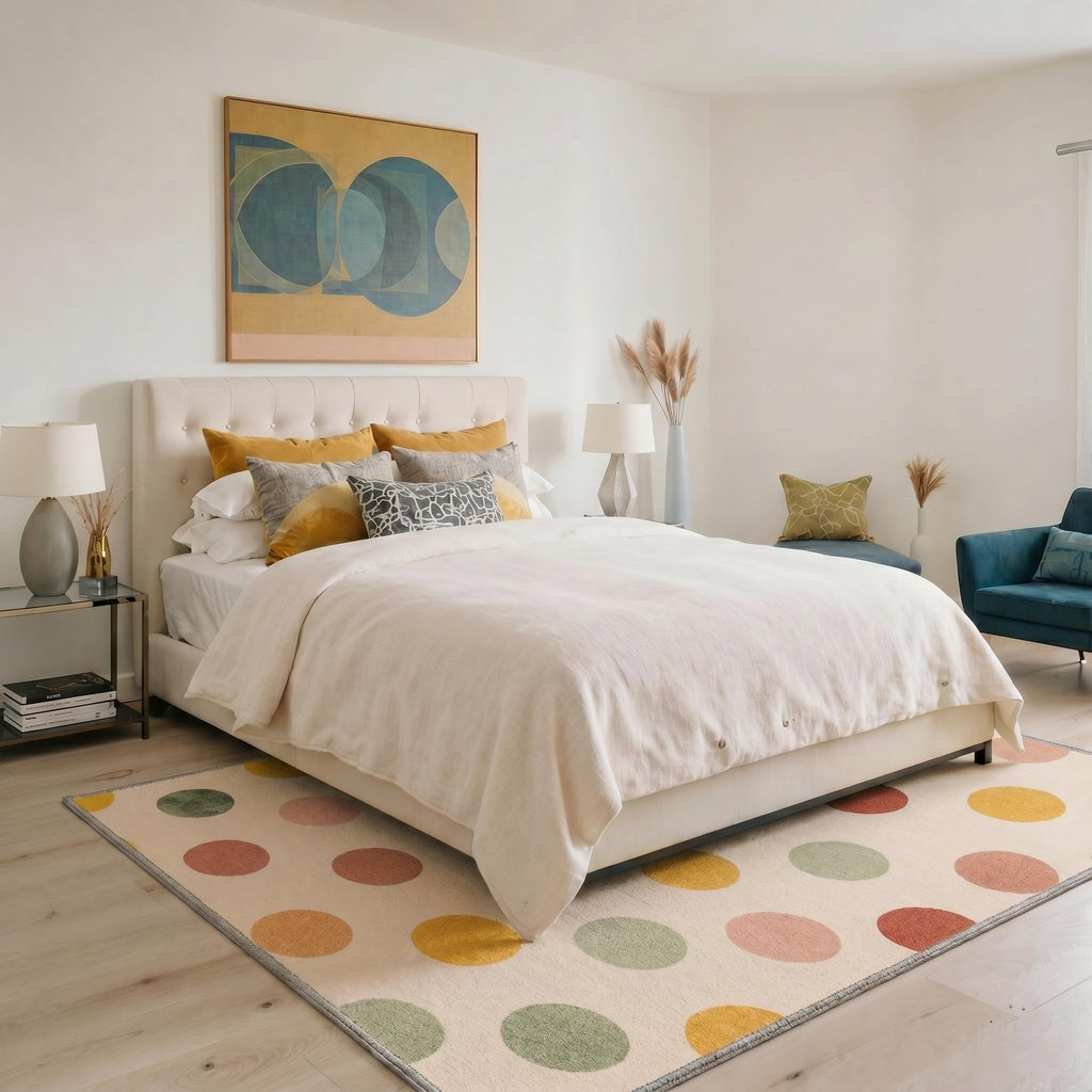Area Rug, Minimalist Washable Polka Dots