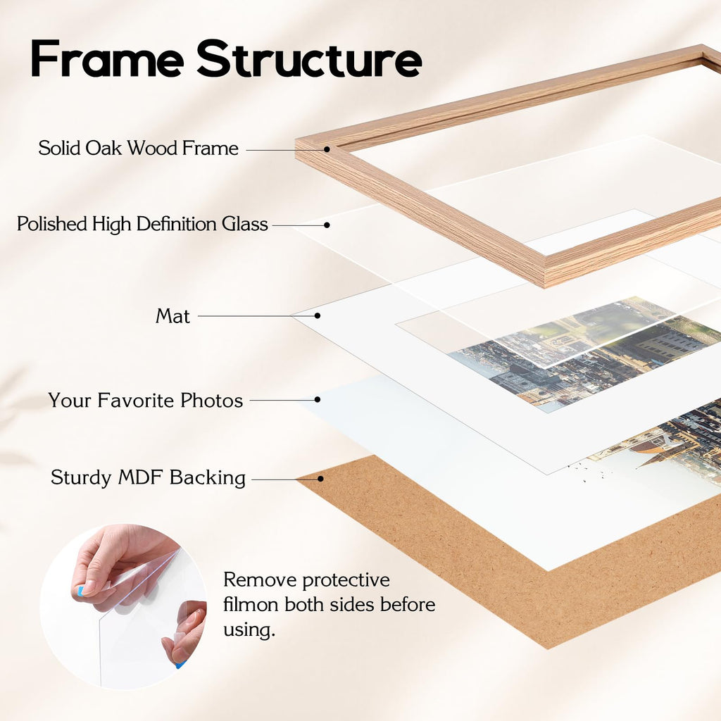 12x12 Solid Oak Wood Picture Frames, 6 Pack