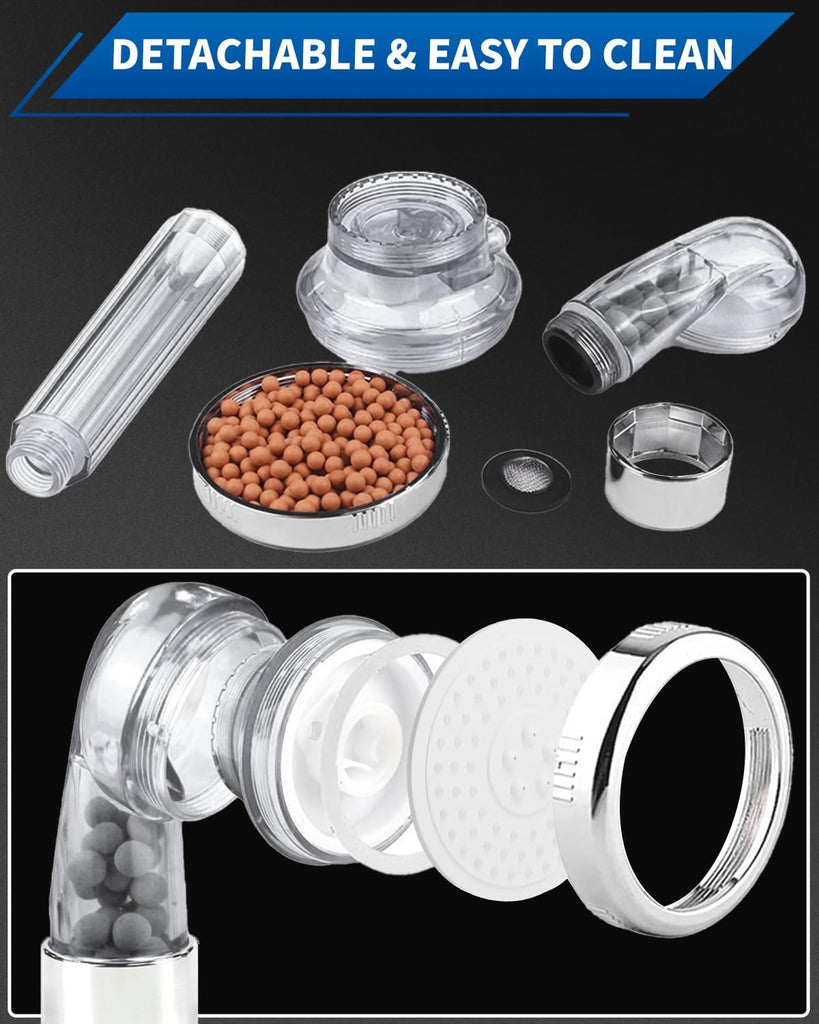 Filtered Shower Head for Hard Water, High Pressure 3 Modes Shower Heads with Handheld Spray