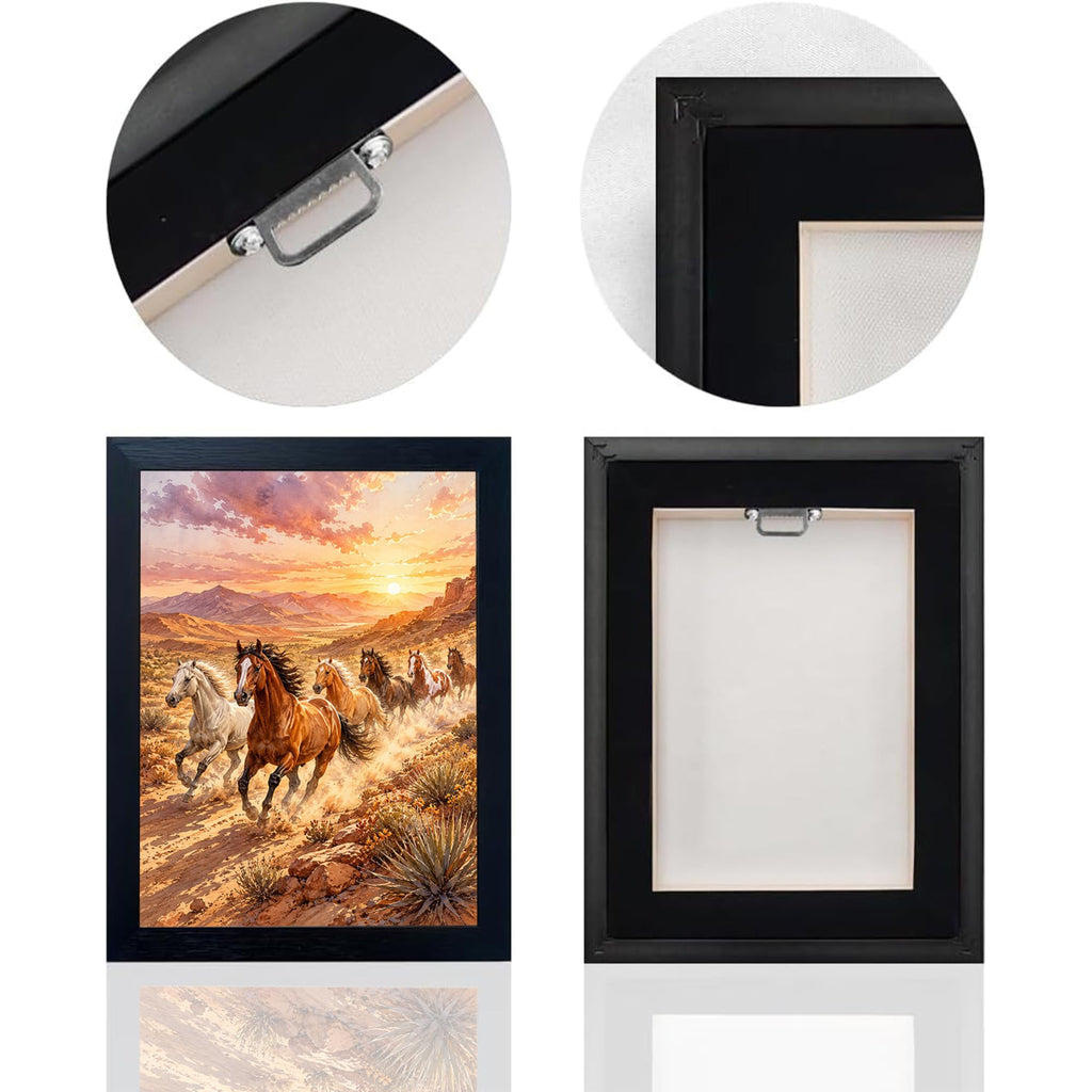 Running Horses Decor Wall Art, Western Sunset Landscape Picture 16"x20"