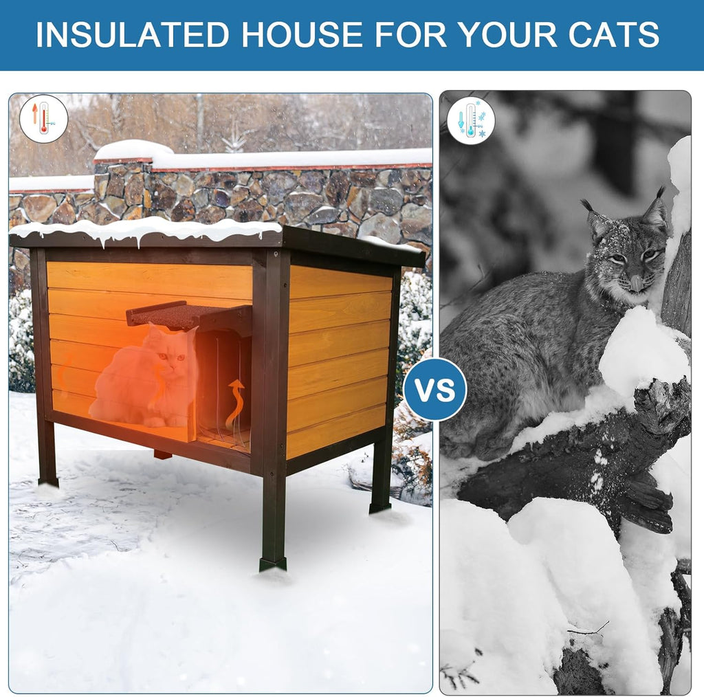 Outdoor Insulated Cat House Feral Cat Enclosure Cat Shelter Weatherproof