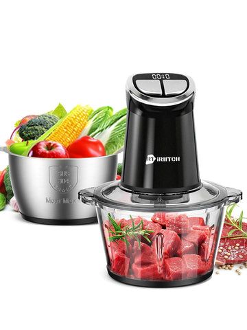 Food Processor with LED Timer, 800W Electric Chopper