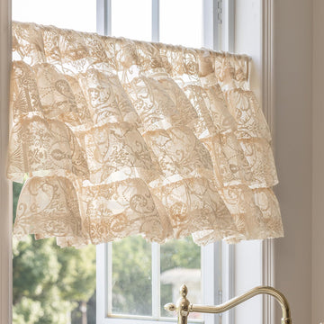 Beige Lace Valance for Window 18 Inch Length, 1 Panel