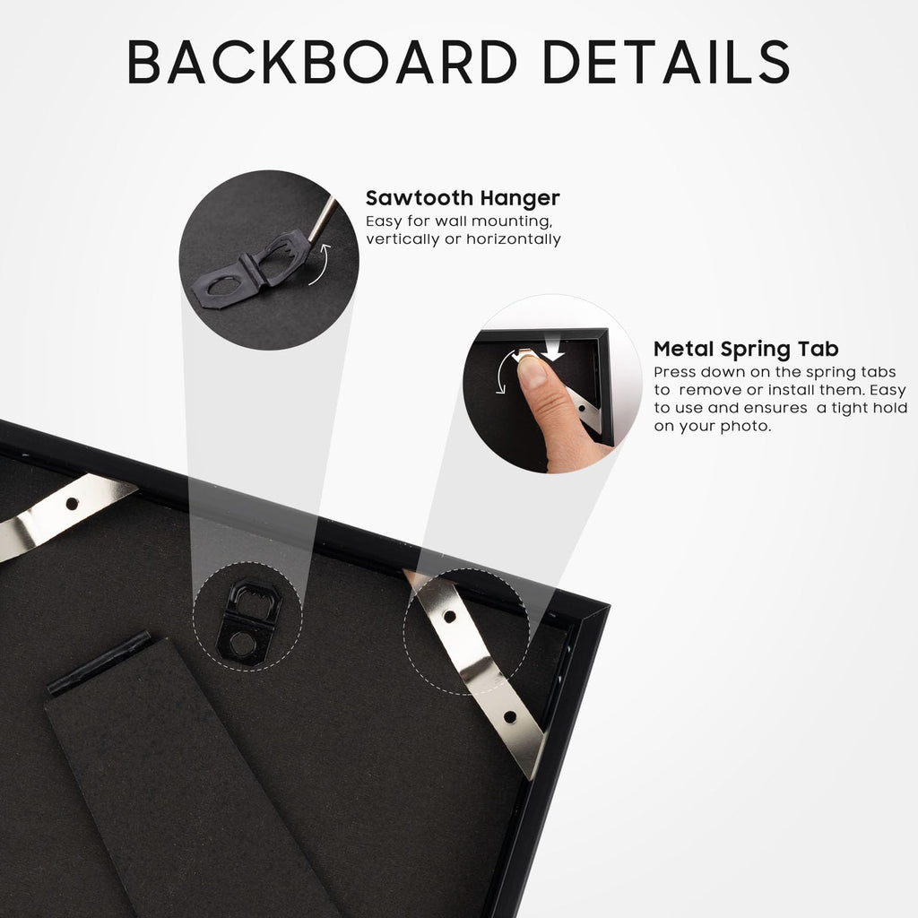 6x6 Black Aluminum Frame with White Mat, Real Glass