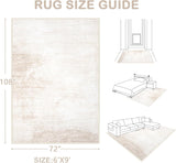 Area Rugs 6x9 Living Room: Washable Rug Modern Abstract Large Rug Soft Non Slip Neutral Rugs Stain Resistant Indoor