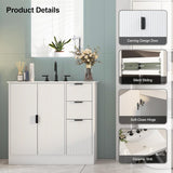 Freestanding Bathroom Vanity with Ceramic Sink, Large Storage Cabinet with Drawers