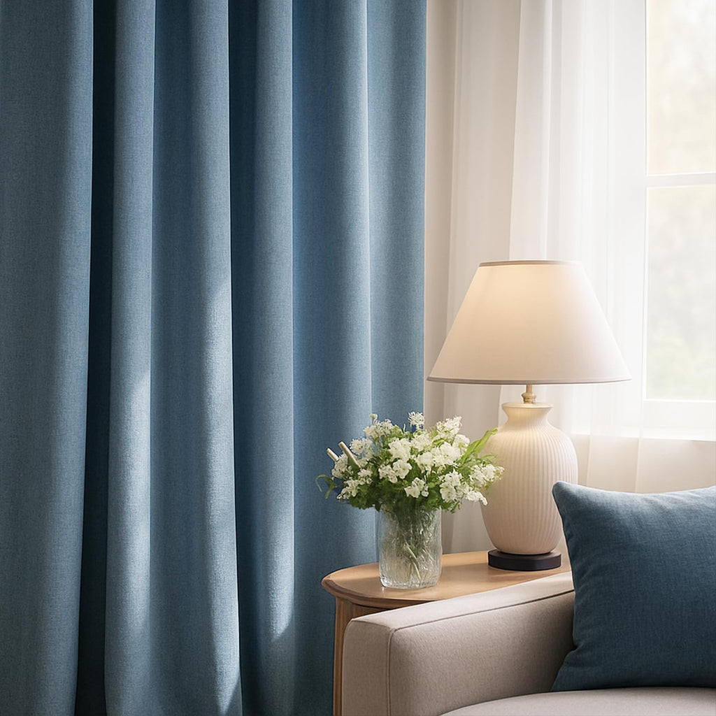 120 Inches Long Extra Long Slate Blue Velvet Curtains, Heavy Luxury Floor to Ceiling Pinched Pleated Boho Sound