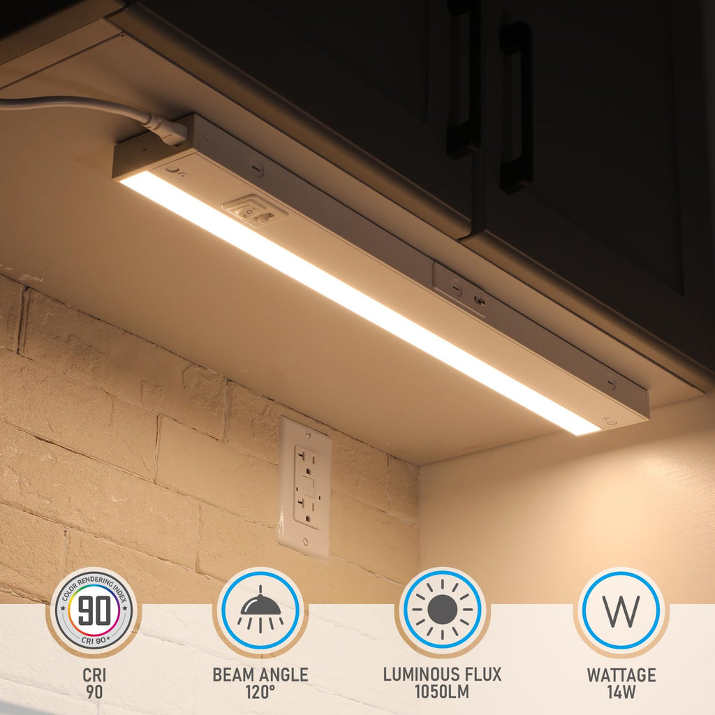22 Inch 5CCT LED Under Cabinet Lighting Aluminum, White