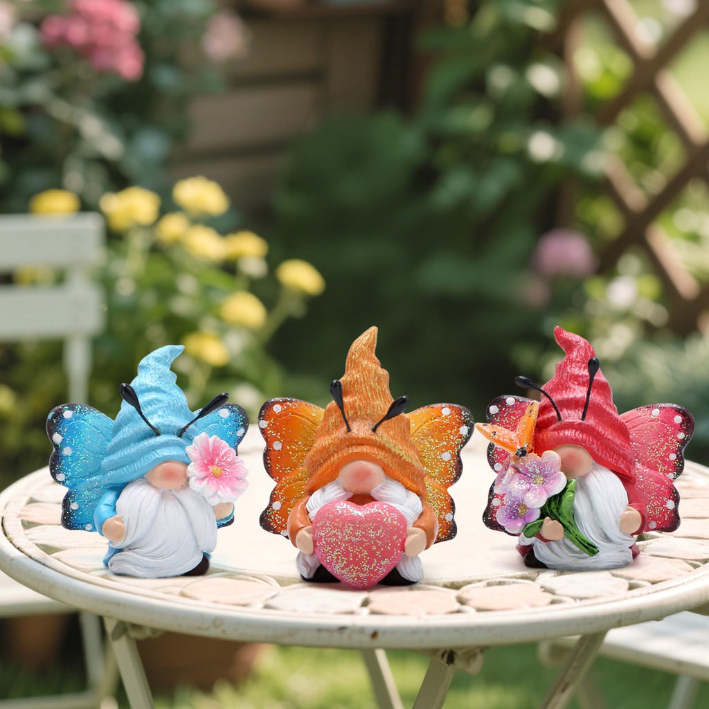 3PCS Spring Butterfly Gnomes Decorations Butterfly Elves Ornaments Scandinavian Tomte Elf Figurines Decor, Porch