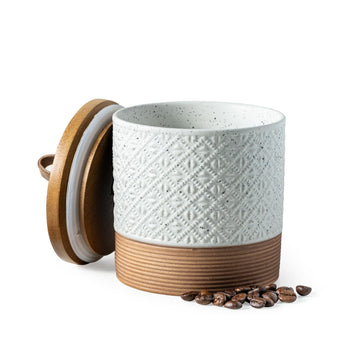 Ceramic Jar with Lid, Airtight Coffee Canisters, White & 20 fl.oz