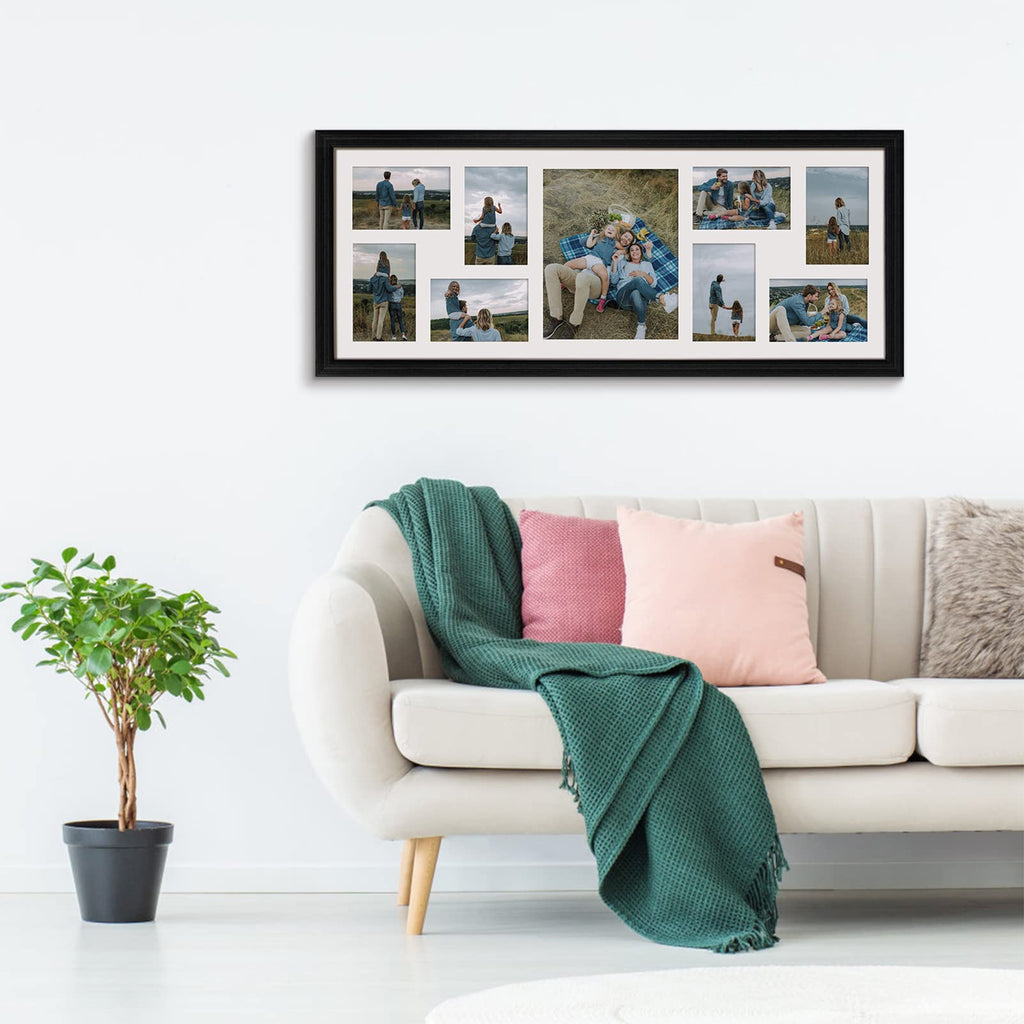 2 Pack 4x6 Picture Frames Collage with 9 Openings, Display Eight 4 x 6 Pictures and One 8x10 Photos for Wall