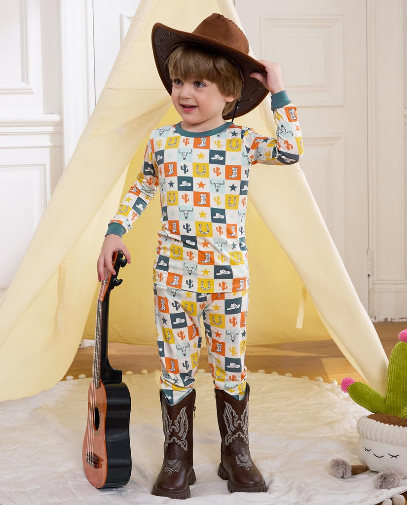 Bamboo Viscose Toddler Kids Pajamas Set, Long Sleeve Boys